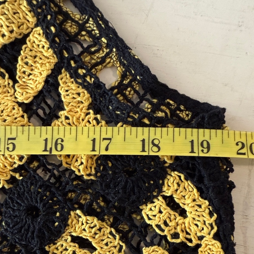 Floral Crochet Crop Top in Black and Yellow - Picture 13 of 14